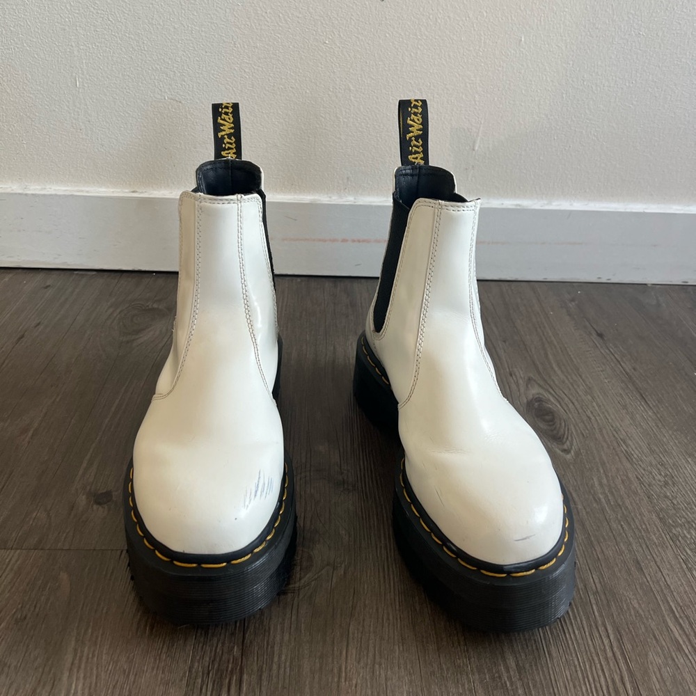 White Leather Dr. Marten boots Size
